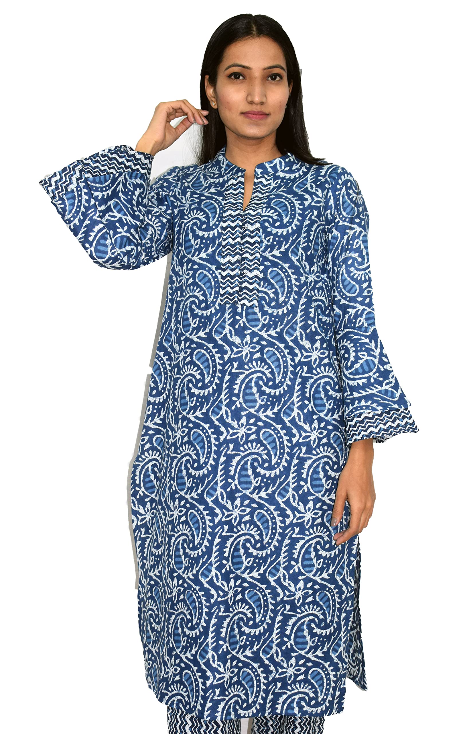 JAIPUR HAND BLOCKWomen’s Cotton Long Bell sleeves Kurta|Kurti