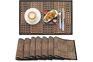 Bamboo Placemats, Set of 8 Japanese Anti-Slip Rustic Table Mats