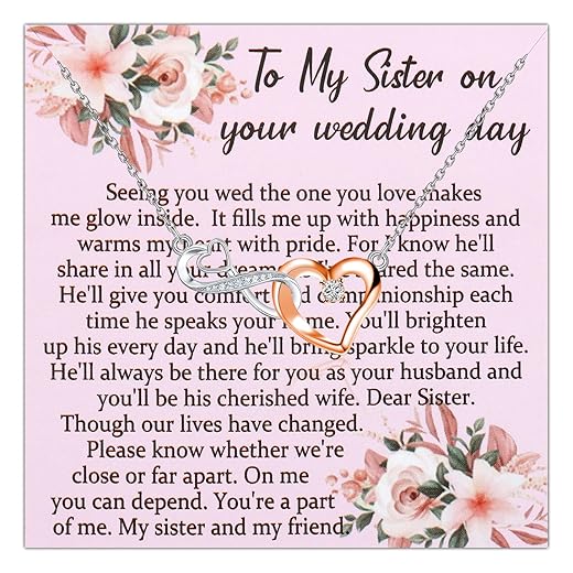 UJIMS To My Sister on Your Wedding Day Gift for Sister Wedding Necklace from Matron Of Honor Sister of The Bride Gift (Sister Wedding Necklace)