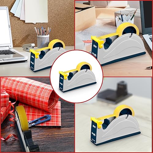 Miniatura 5 de GGR Supplies ET-1170 Dispensador superior de escritorio de acero de alta calidad azul/gris: 1 pulgada de ancho (núcleo de 3 pulgadas). Fabricado por