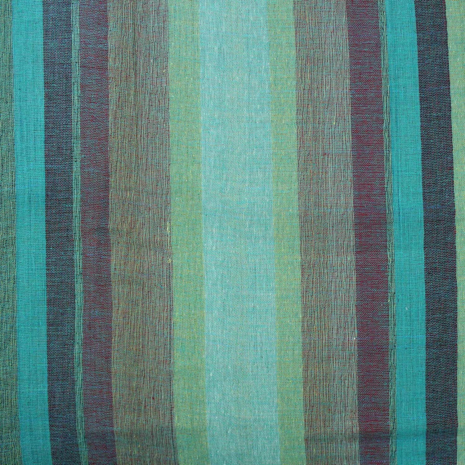 India Arts Hand Loom 100% Cotton Striped Tablecloth Tapestry Throw Thin Bedspread (Full, Green)