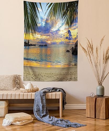 Miniatura 53 de Lunarable Tapiz de La Habana, caballeros que tocan saxofón con sombreros de Panamá y auto rojo nostálgico, colgante de pared para dormitorio, sala