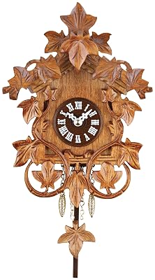 River City Clocks Quartz Clock with Hand-Carved Vines and Leaves, Cuckoo Chime, 7-1/2-inch Tall