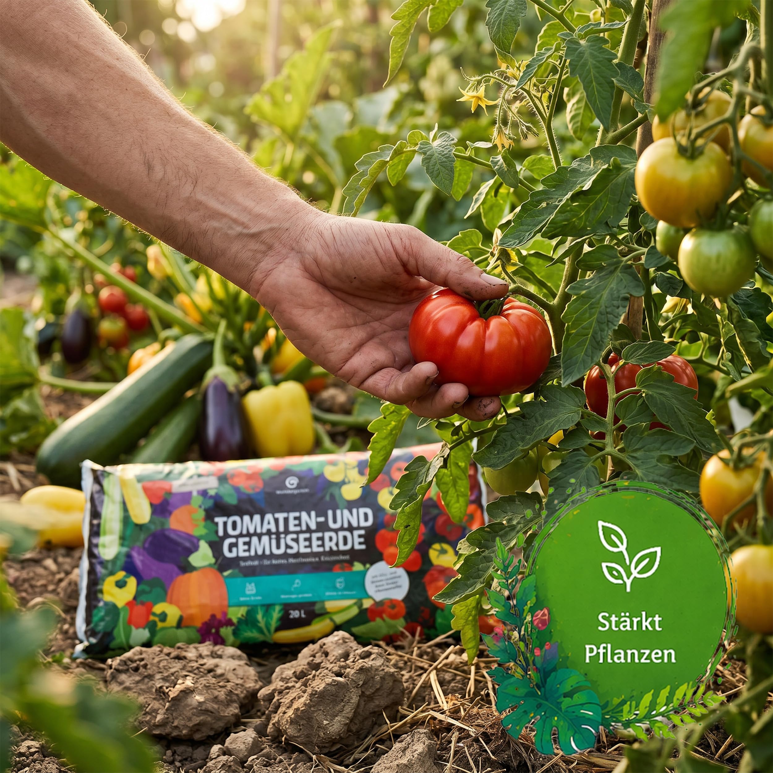 6X 20L Bio Tomaten- & Gemüseerde torffrei – Mit Pflanzenkohle – Wundergarten – Erde für Tomaten, Gemüse & Hochbeet – Weniger Gießen & Düngen