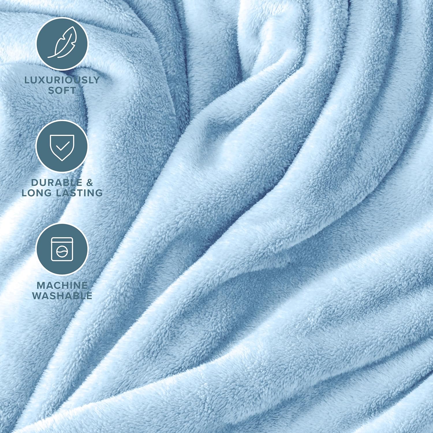 Bare Home Fleece Blanket - Full/Queen - Ultra-Soft Lightweight for Bed, Sofa, and Couch - Luxury Microplush - Cozy Warm Blanket (Full/Queen, Light Blue) - Image 6