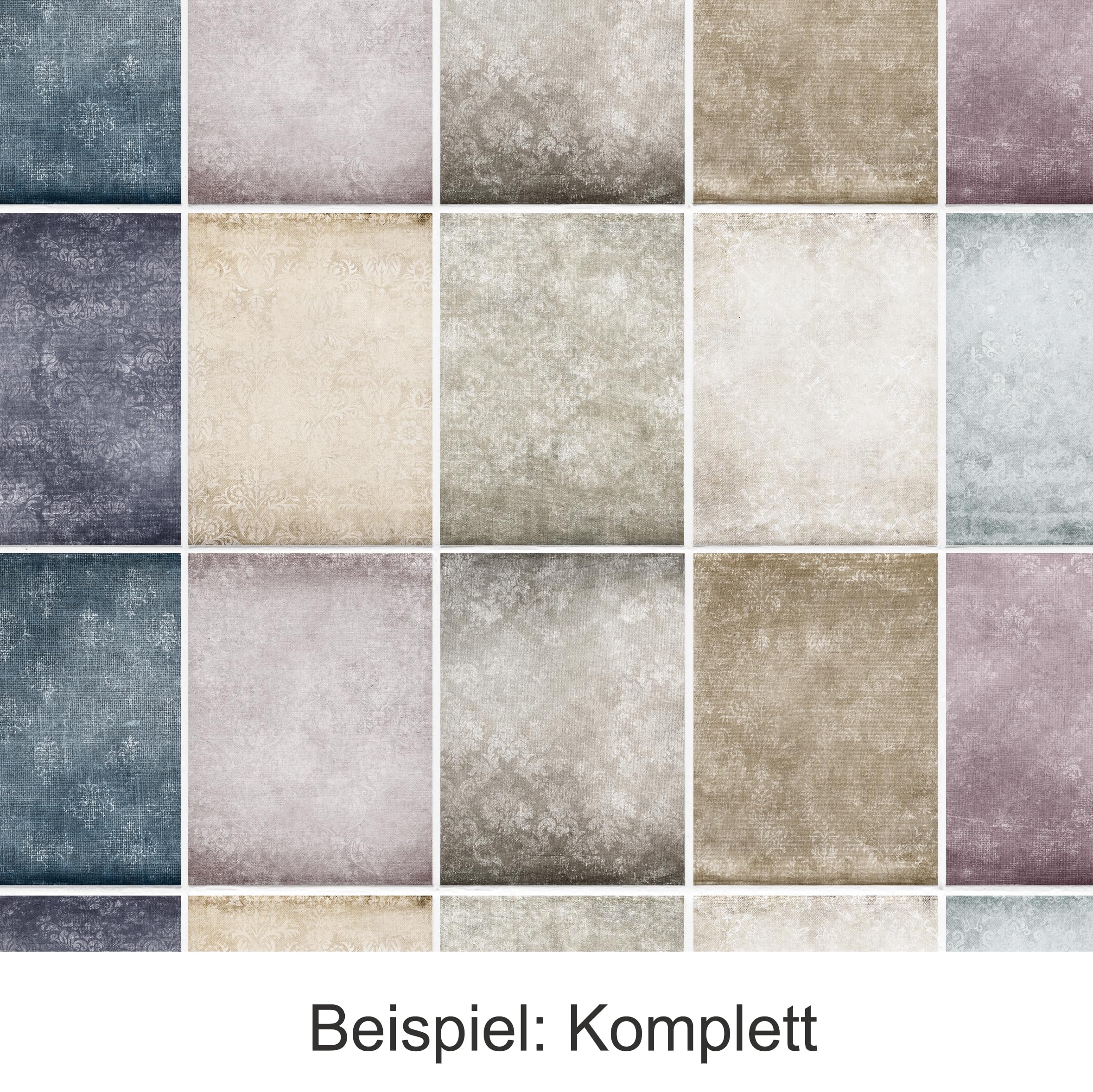 GRAZDesign Fliesenaufkleber Fliesen überkleben Vintage 10-teiliges Set Ornamente Küche Bad Fliesenspiegel - 20x25cm / 30 Stück