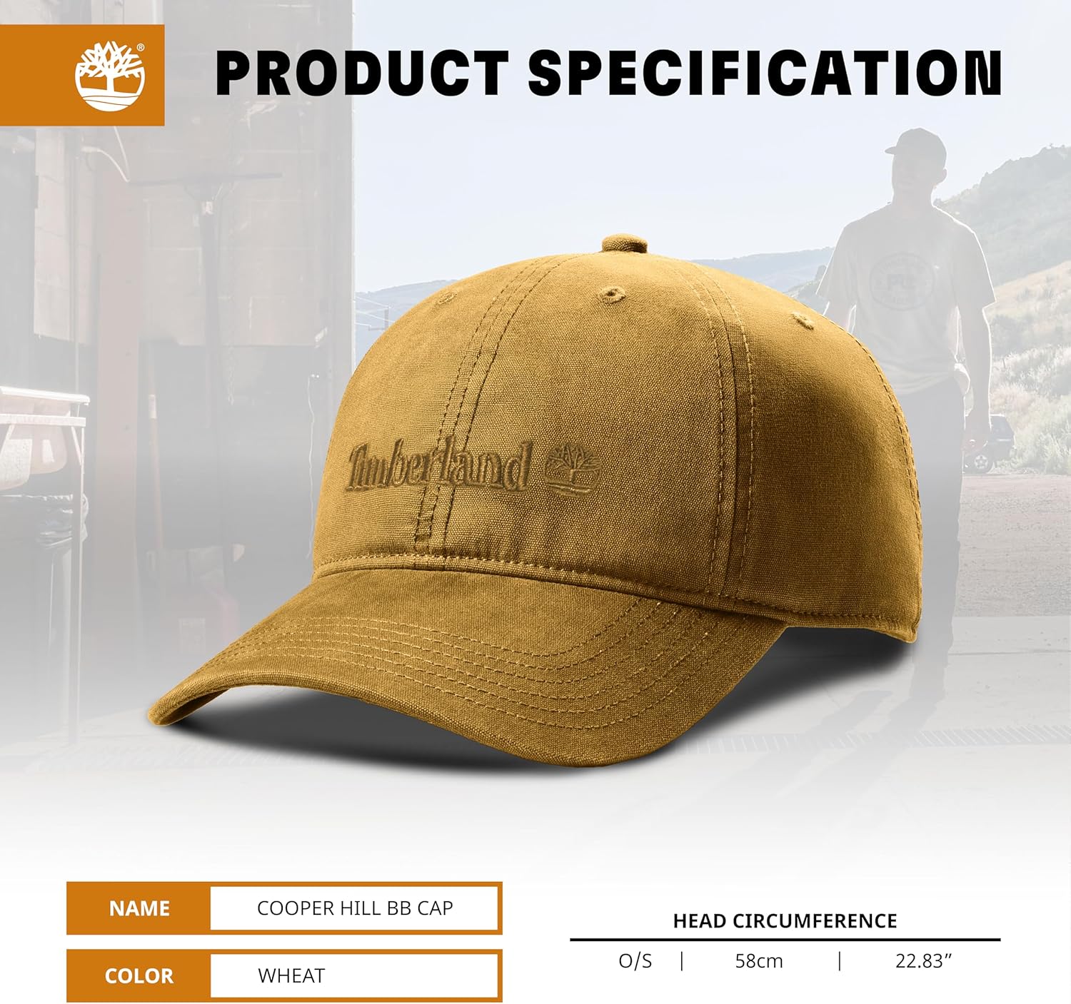 Timberland Cooper Hill Men's Baseball Cap - Cotton Canvas, Adjustable, Lightweight & Stylish Hat for Outdoor Activities - Image 5