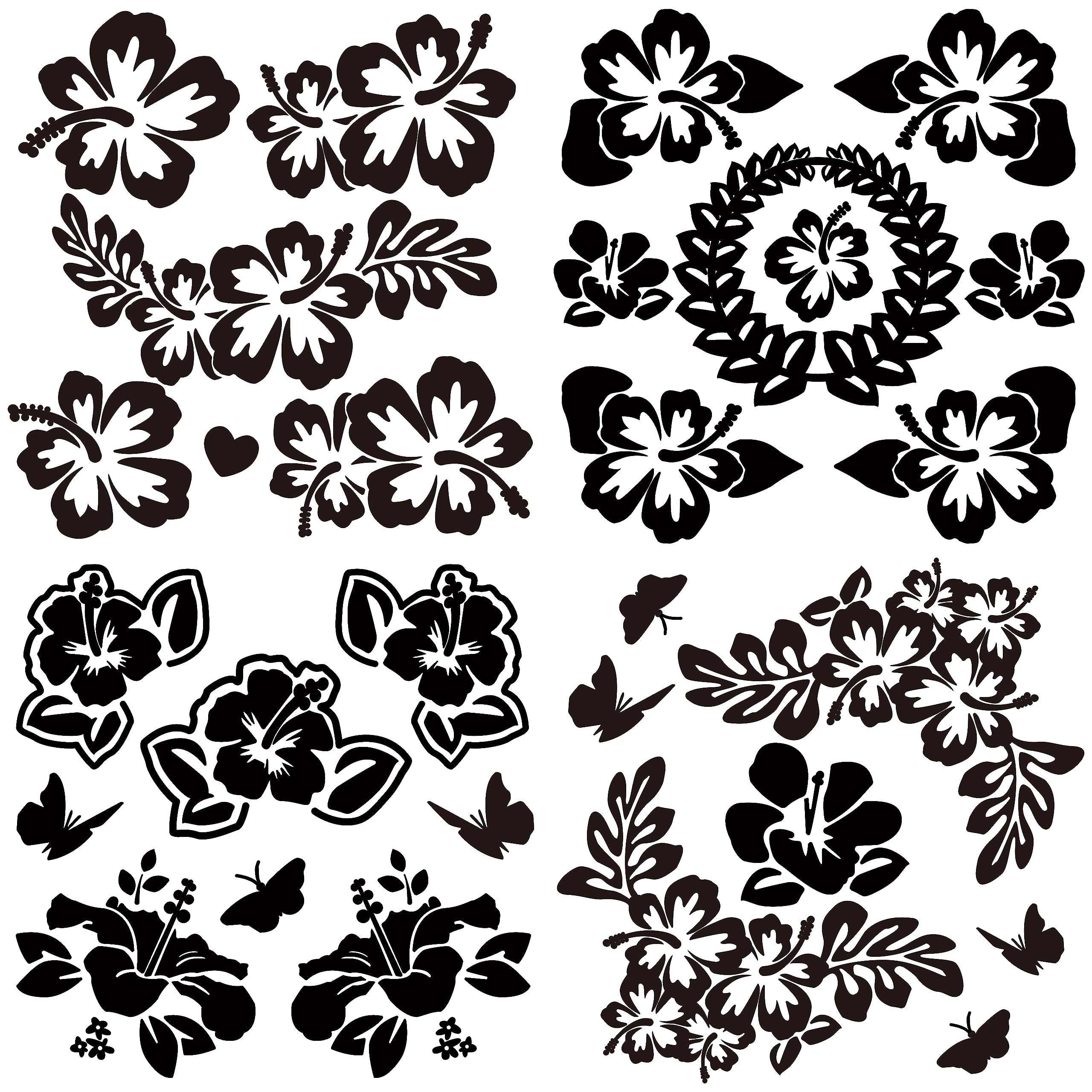 GORGECRAFT 4 hoja de Pegatinas para Coche con Flores de Hibisco Tamaño Grande 6 unidades de Flores Hawaianas Protección Solar Autoadhesivas Accesorios para Coche Decoración Exterior Automotriz(Blanco) — view 22