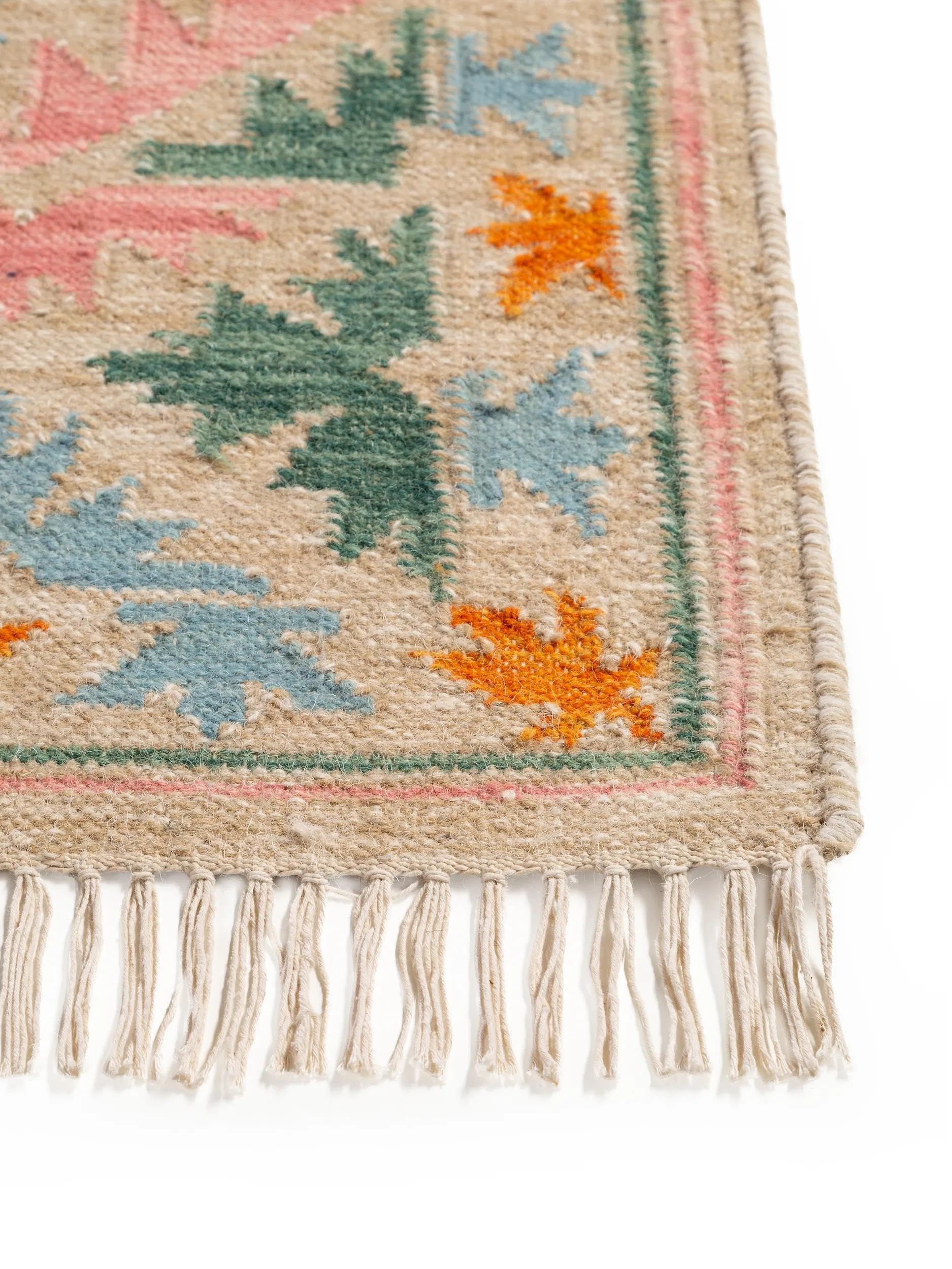 benuta Czysta ręcznie tkany kilim Zohra – wełna ręcznie tkana – prostokątny, w stylu kilim, styl etno, Natural Living – łatwa w pielęgnacji do salonu i sypialni, wielokolorowa/beżowa, 120 x 170 cm