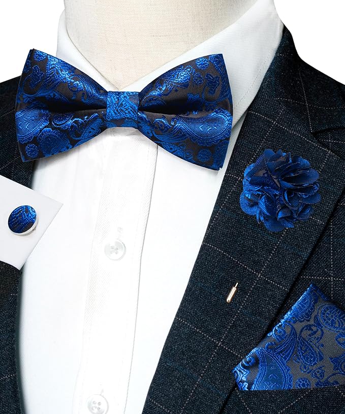 Juego de corbata de mariposa y pañuelo de bolsillo para hombres miniatura 2
