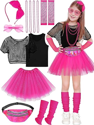 AOTHSO Conjunto de 14 piezas de accesorios de disfraz de los años 80 para niñas, ropa de Halloween de los años 80 para cosplay, fiesta de los años