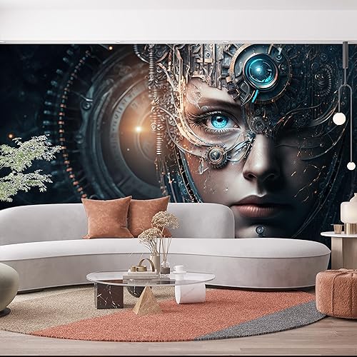 Miniatura 6 de Papel tapiz de ciencia futurista de mujer, decoración de pared para sala de juegos, despegar y pegar o textil, material de vinilo apto para alquiler