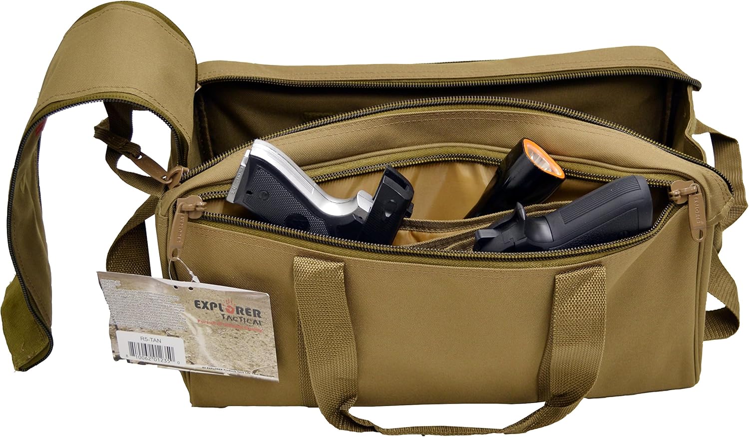 Explorer Every Day Carry Tactical Shooting Range Bag with Pistol Pouches and Dual Zippers