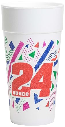 Wincup 24C18PP Printed Profit Pals Foam Cups, 24 oz, Cube 4.82, White 20 Sleeves of 15 Cups