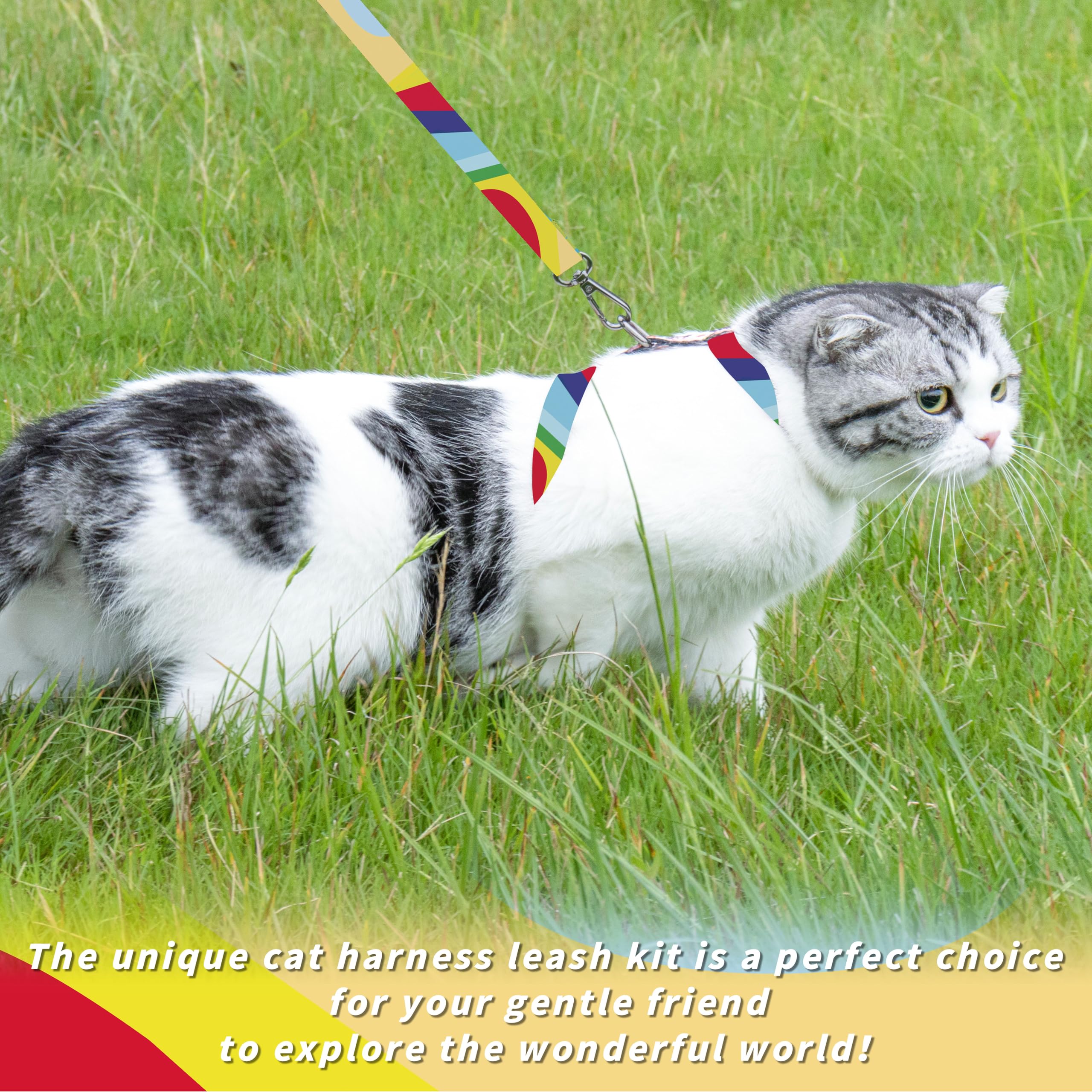 Seyezo Juego de arnés y Correa para Gatos, arnés Ajustable para Gatos a Prueba de Escapes, arnés Suave y Ligero para Caminar, para Mascotas, Bonito Juego de arnés para Gatos pequeños y medianos,