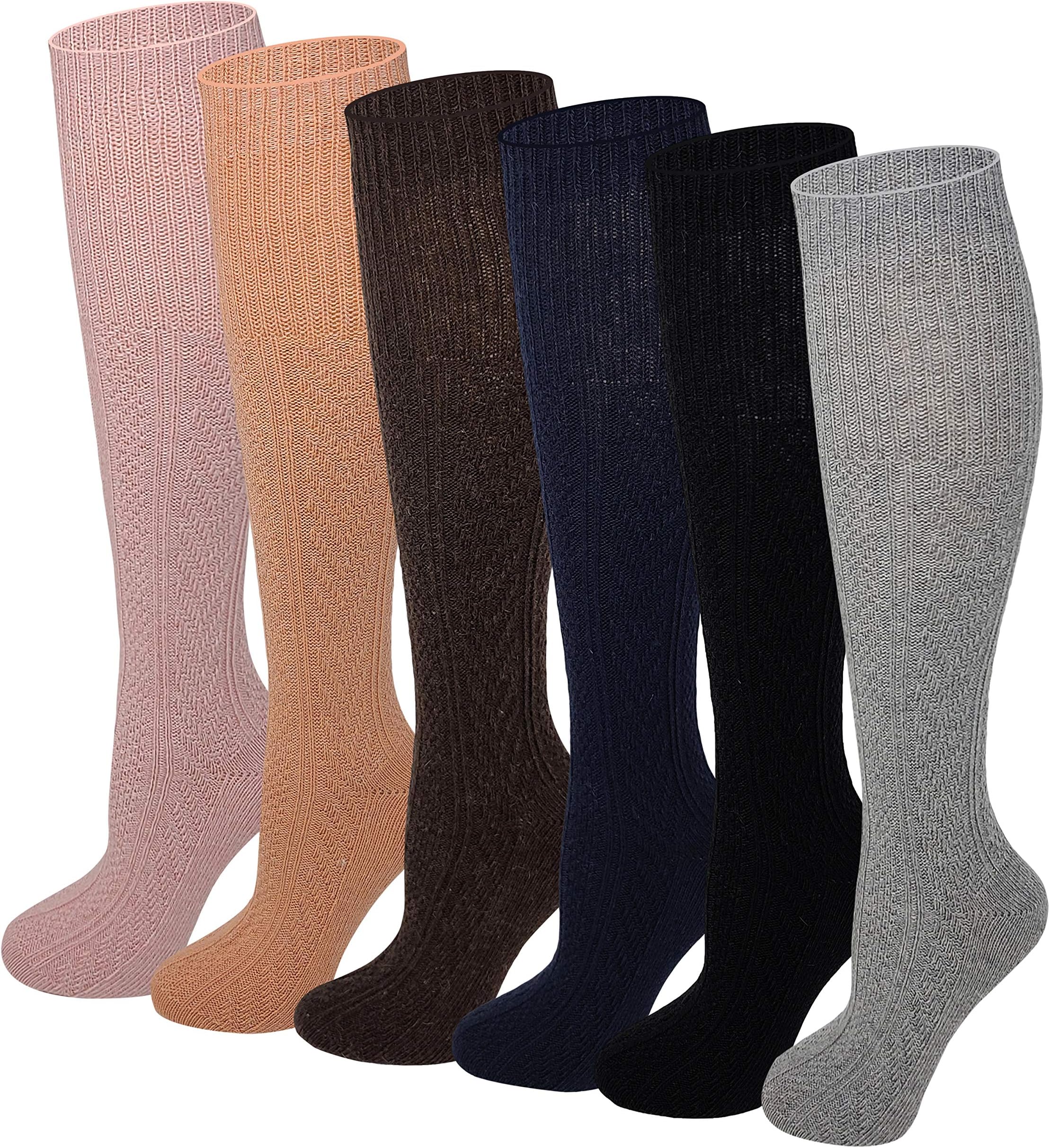 6 pairs Women Cable Knit Knee High Winter Boot Socks 9-11 (Assorted, 9-11)