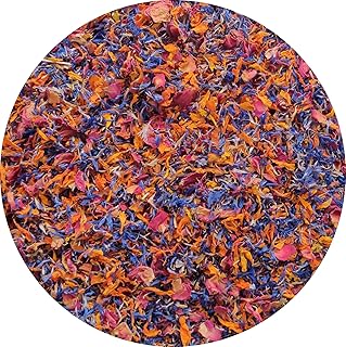 Scash 1 Ounce - Spring Flower Blend – Edible flowers - Rose, Blue Cornflower and Marigold - All natural, Culinary grade Delights Premium Quality - Perfect for Beverages, Cakes dried flowers for candle making 100% Natural - flower sprinkles