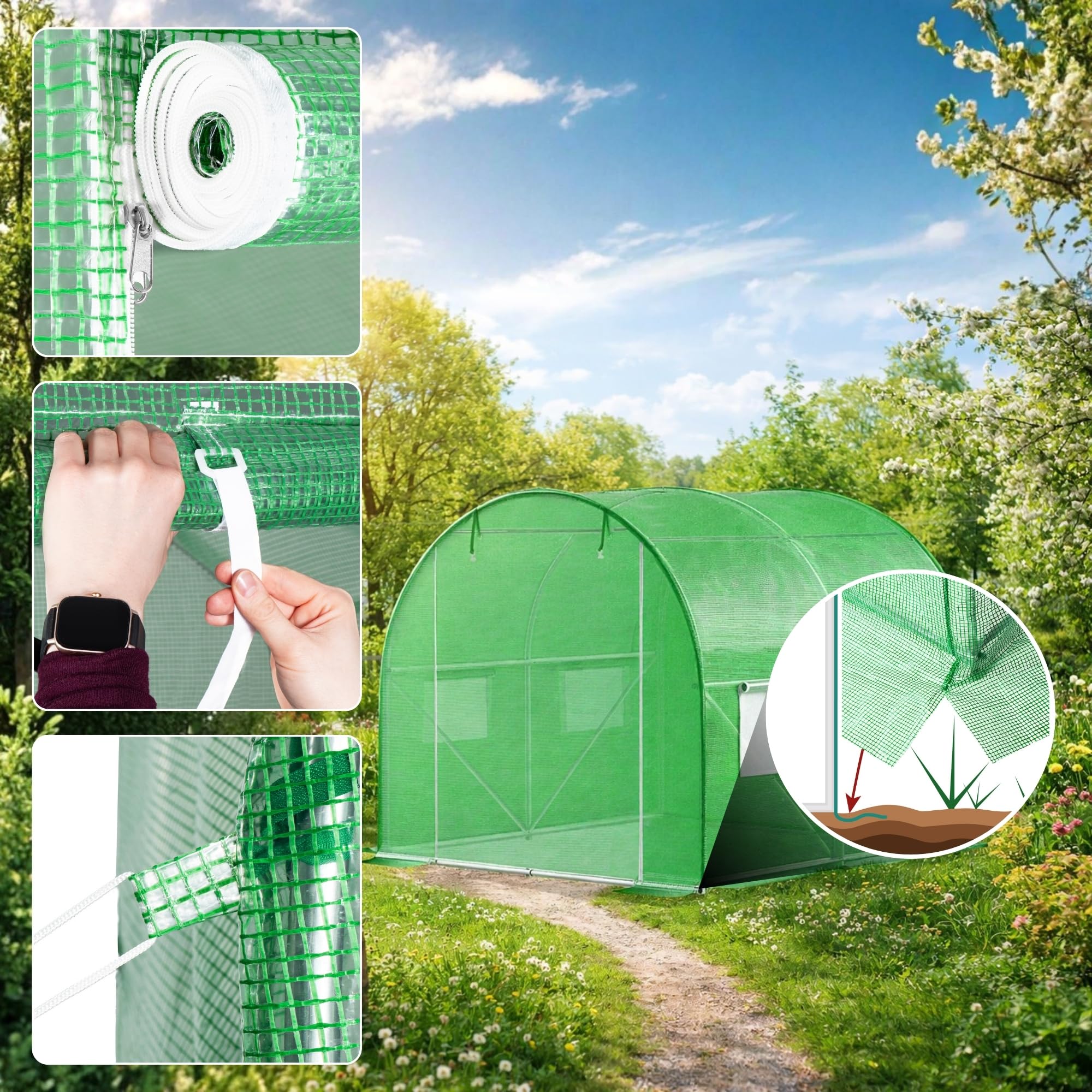 SPRINGOS Gewächshausfolie Gitter-Folie Gartenfolie 200 x 200 x 200 cm