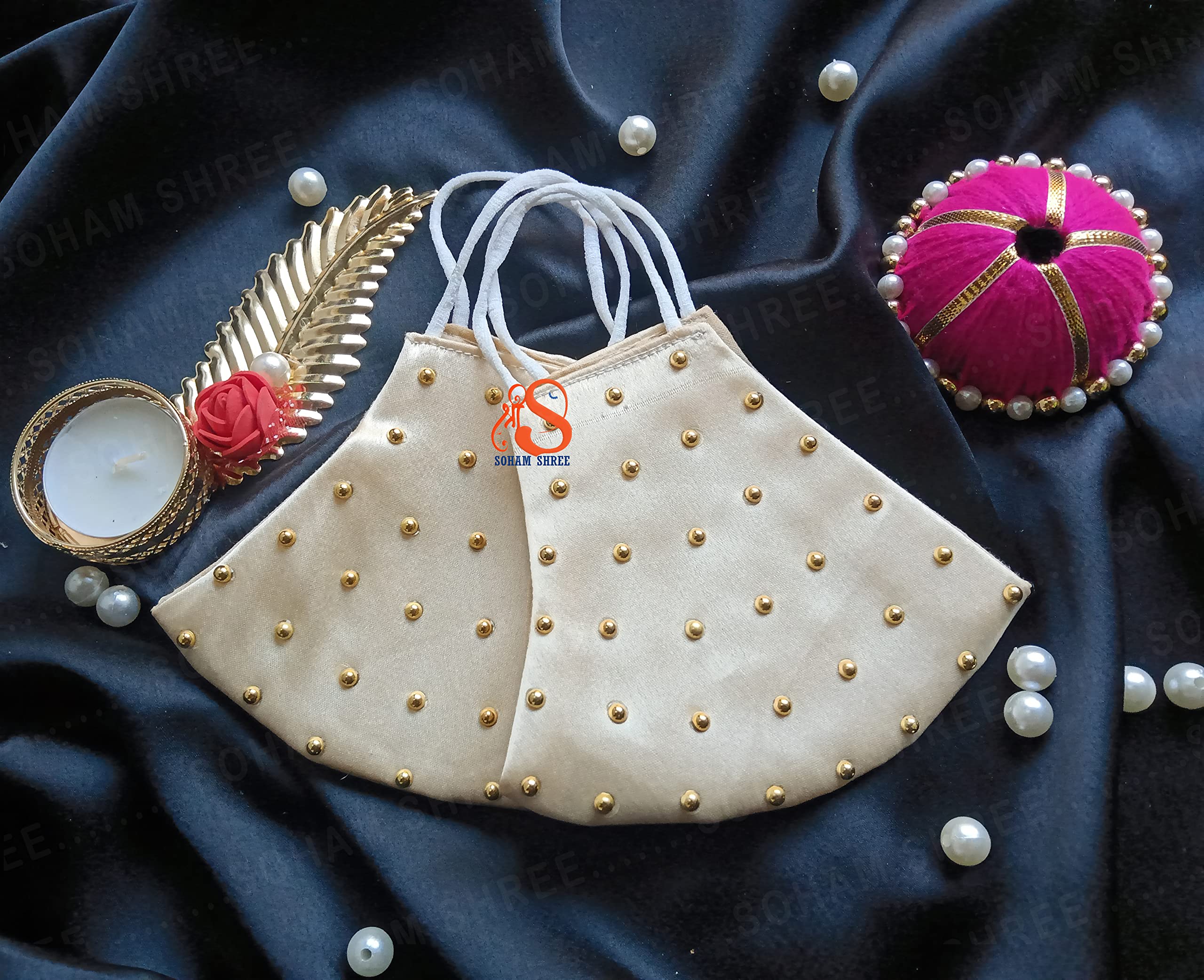 Shree Shree traders Wedding Mask for Bride & Groom (Golden)(Pack of 2)