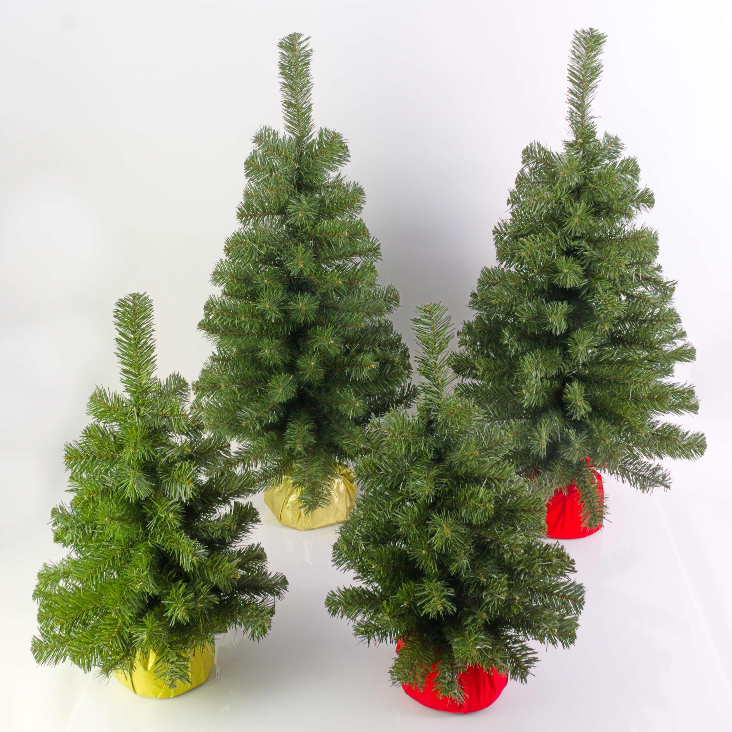 artplants.de Mini Weihnachtsbaum WARSCHAU, grün, rot, 90cm, Ø 50cm