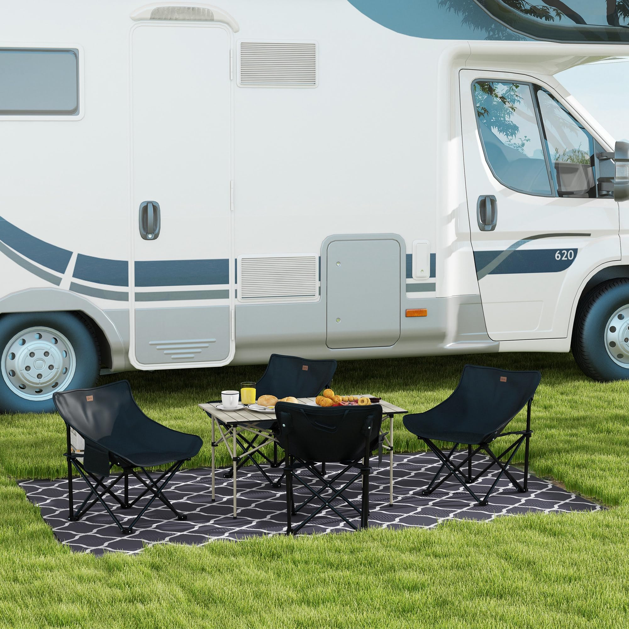 Outsunny Mesa Plegable Camping de Aluminio 95x55x50 cm con Tapa Enrollable y Bolsa de Transporte Mesa de Picnic Portátil Ligera para Acampar Senderismo Playa Caqui