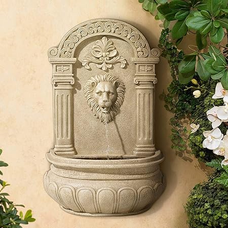 Universal Lighting and Decor Lion Face Roman Outdoor Wall Water Fountain 31" High for Yard Garden Patio Deck Home Entryway - John Timberland