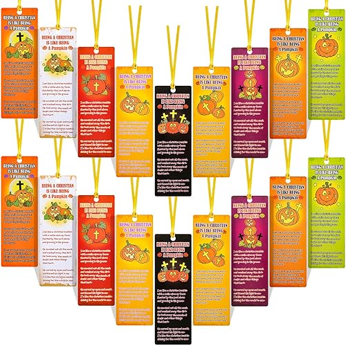 Ctosree Juego de 180 marcadores de Halloween con versículos bíblicos, marcadores de oración de calabaza, tratados cristianos para niños, marcadores