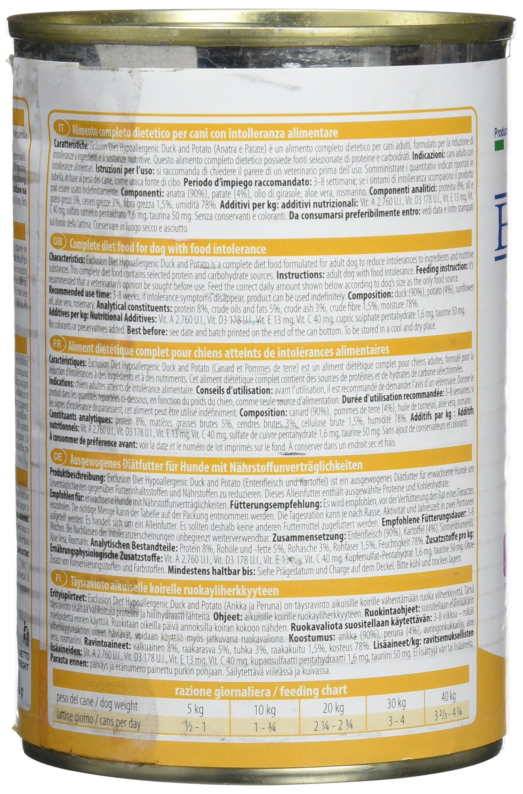Exclusion Diet Anatra e patate ipoallergeniche, confezione da 24 (24 x 400 g)