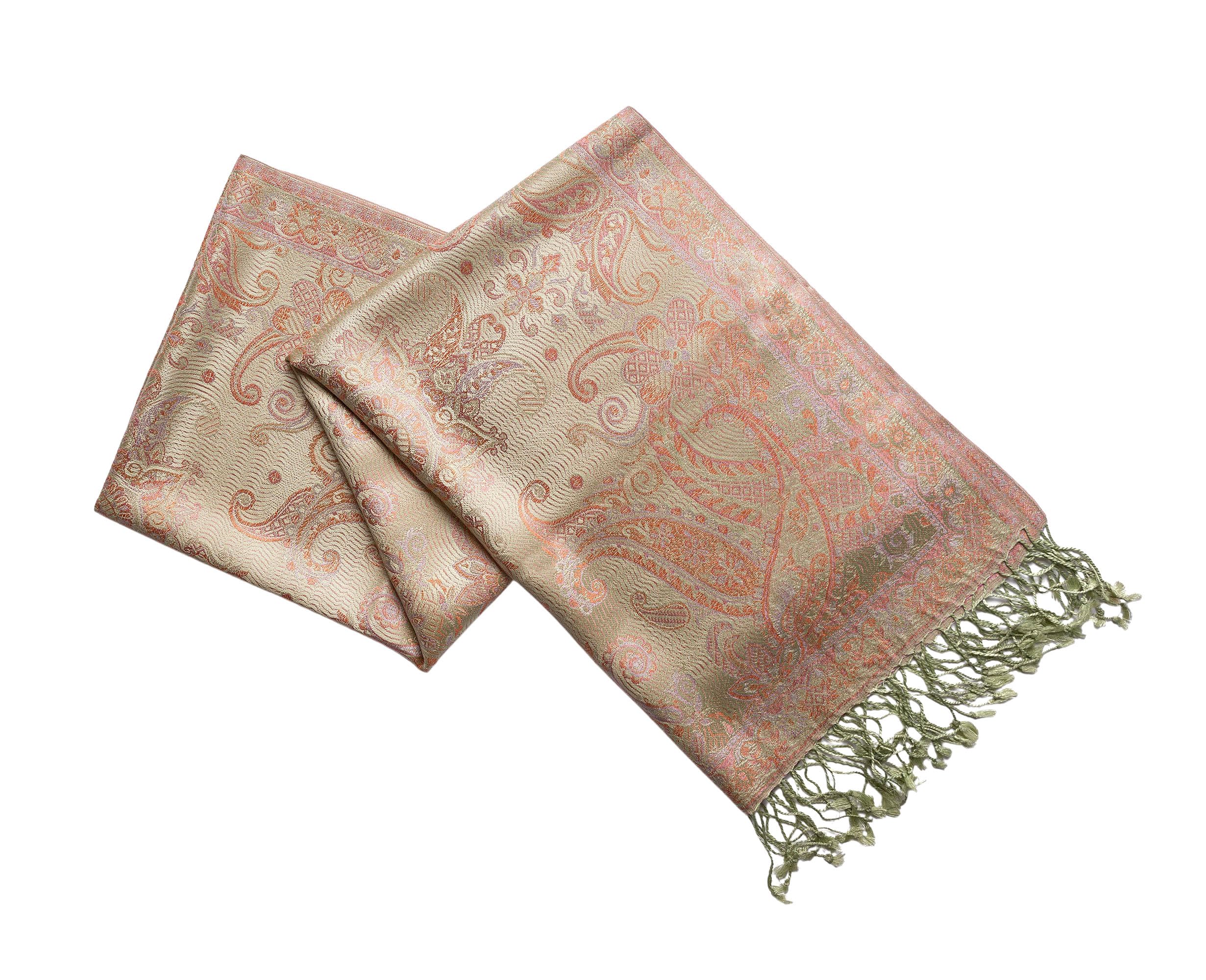 Sciarpa di seta Paisley oro metallizzato e rosa, sciarpa leggera, sciarpa da sposa, sciarpa da donna, regalo per lei, sciarpa da spalla, sciarpa estiva, sciarpa primaverile, Giallo e