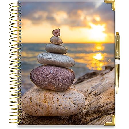 Tools4Wisdom 2022 Planner Pro - 15 Month Including December 2021 - 8.5" x 11" Hardcover with Full-Color Monthly Weekly and Daily Planner Pages - O15G w/ Golden Pen - Zen Sunset