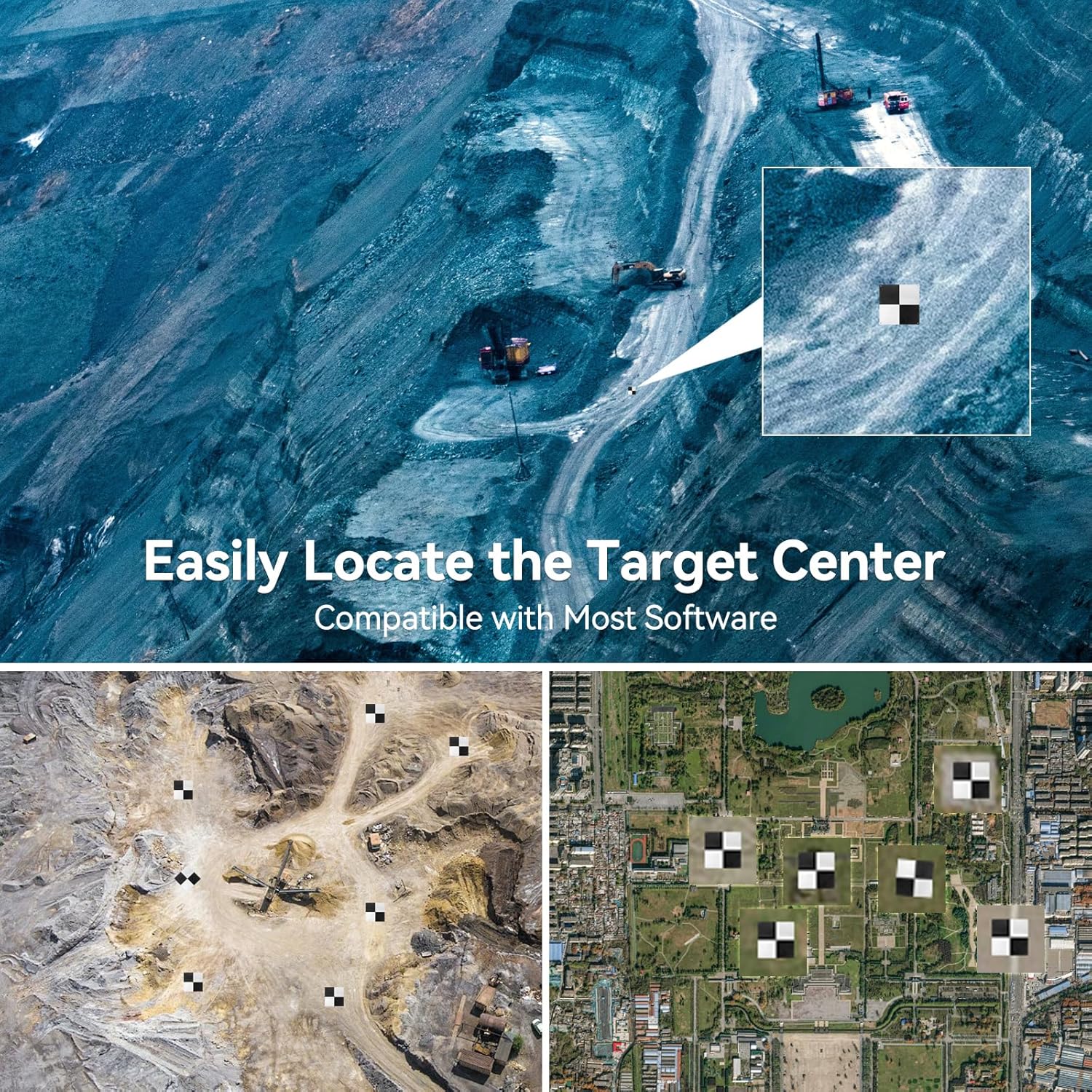 24''X24'' Drone Survey Ground Control Point GCP, UAV Aerial Survey Mapping Target, GCP Survey with Center Pass Through, Visible from 400 Feet, Compatible with Surveying Equipment, 2 pcs