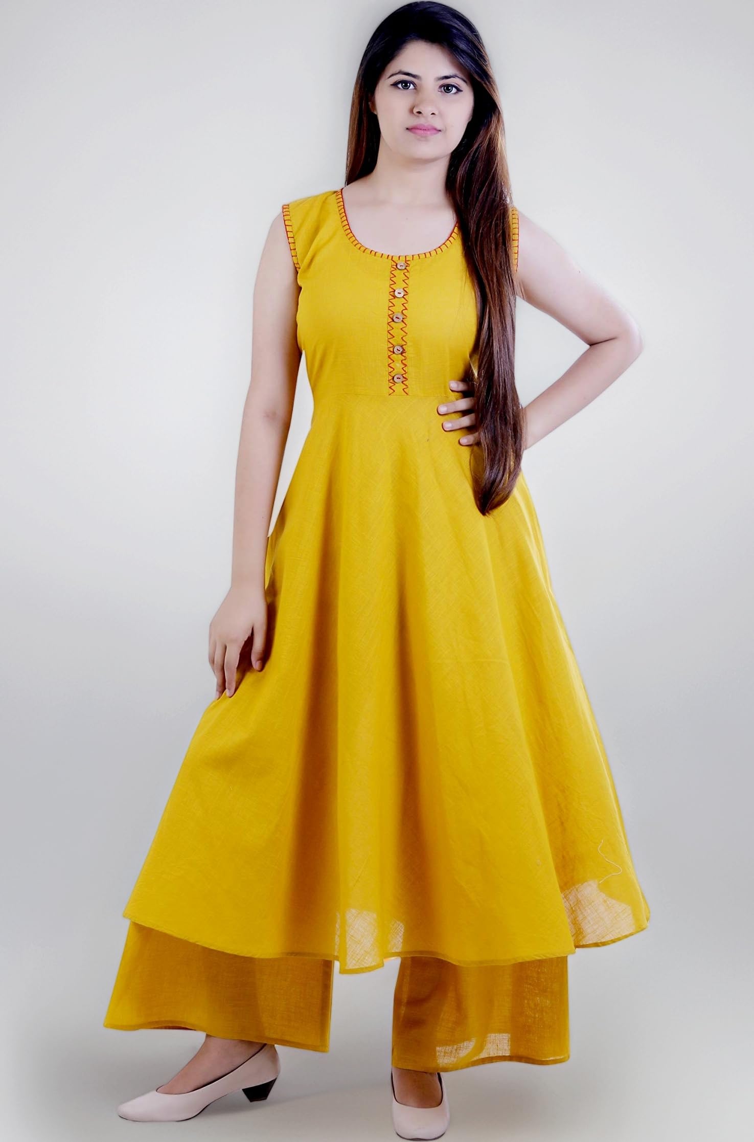 umbrella cut cotton kurti with palazzo pants set