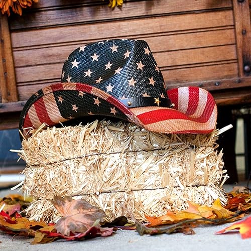 Vista 2 de GrinderPUNCH sombrero de vaquero clásico con la bandera americana
