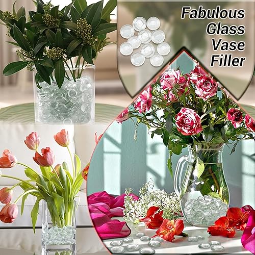 Miniatura 8 de ARSUK Piedras decorativas de vidrio plano, cuentas de mosaico de piedras preciosas para rellenar jarrones, piedras florales, decoración de acuario