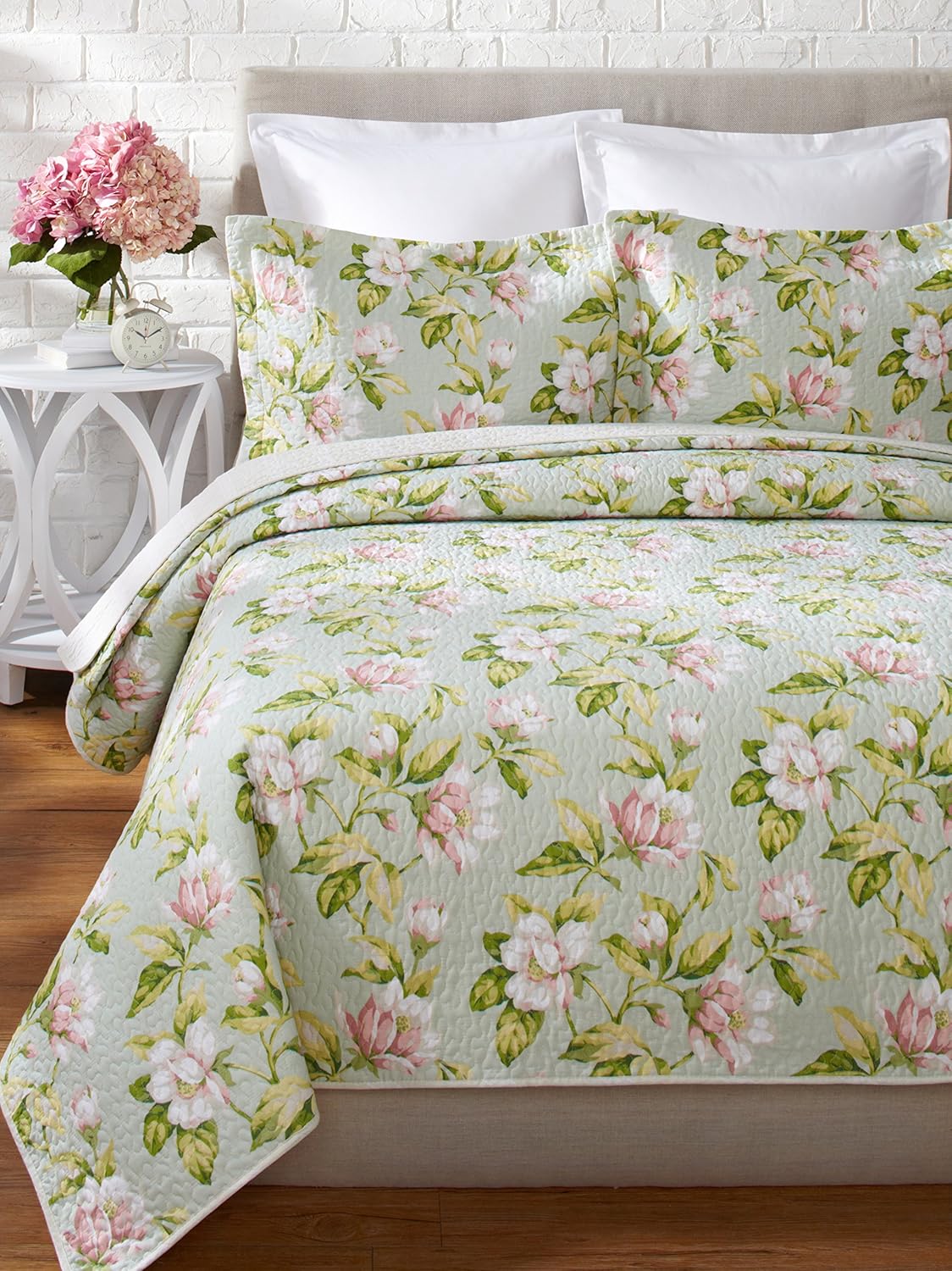 Laura Ashley Carlisle Quilt Set, Full/Queen, Mist Home