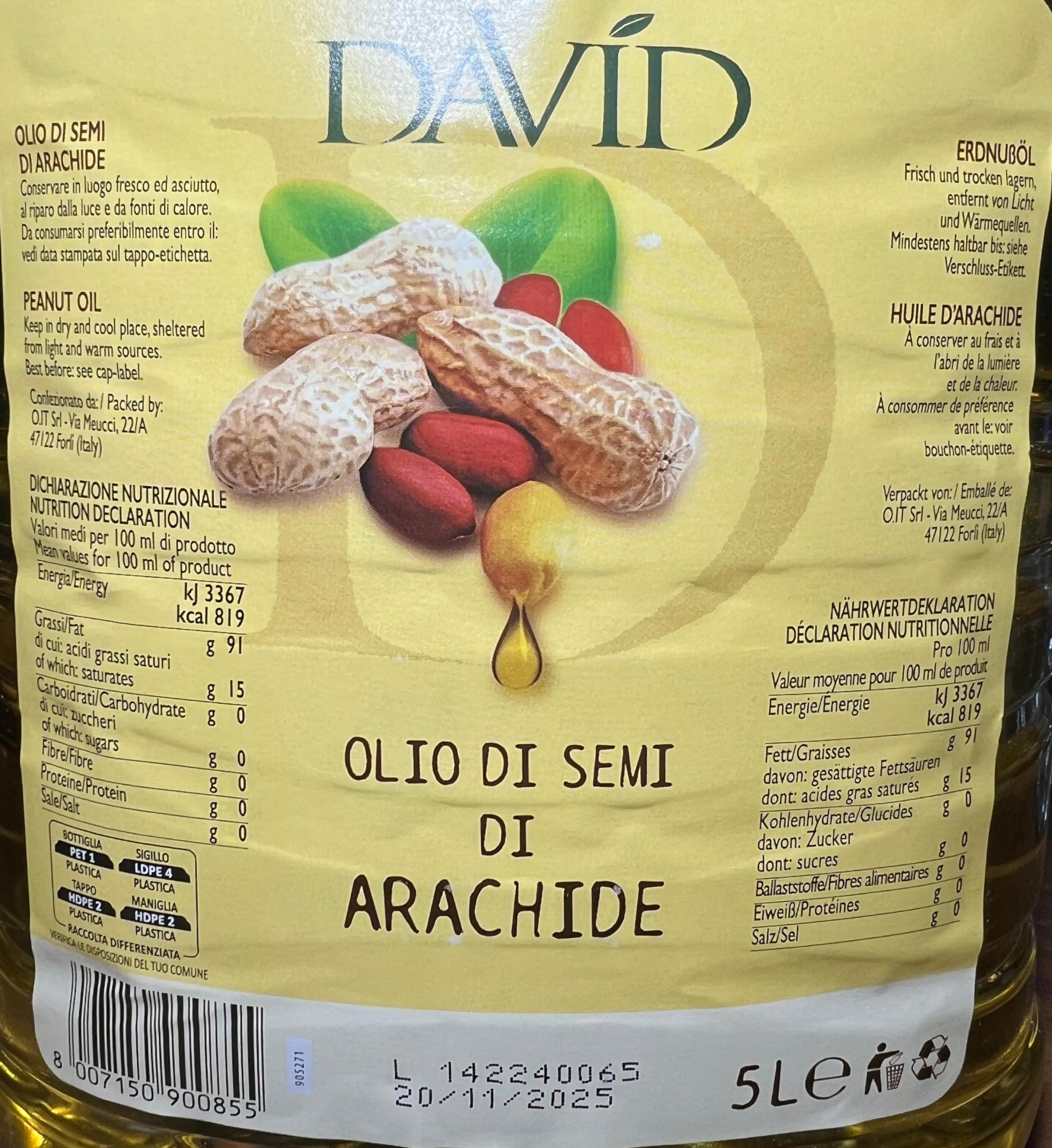 Olitalia Professional Olio di Semi di Arachide 5 L
