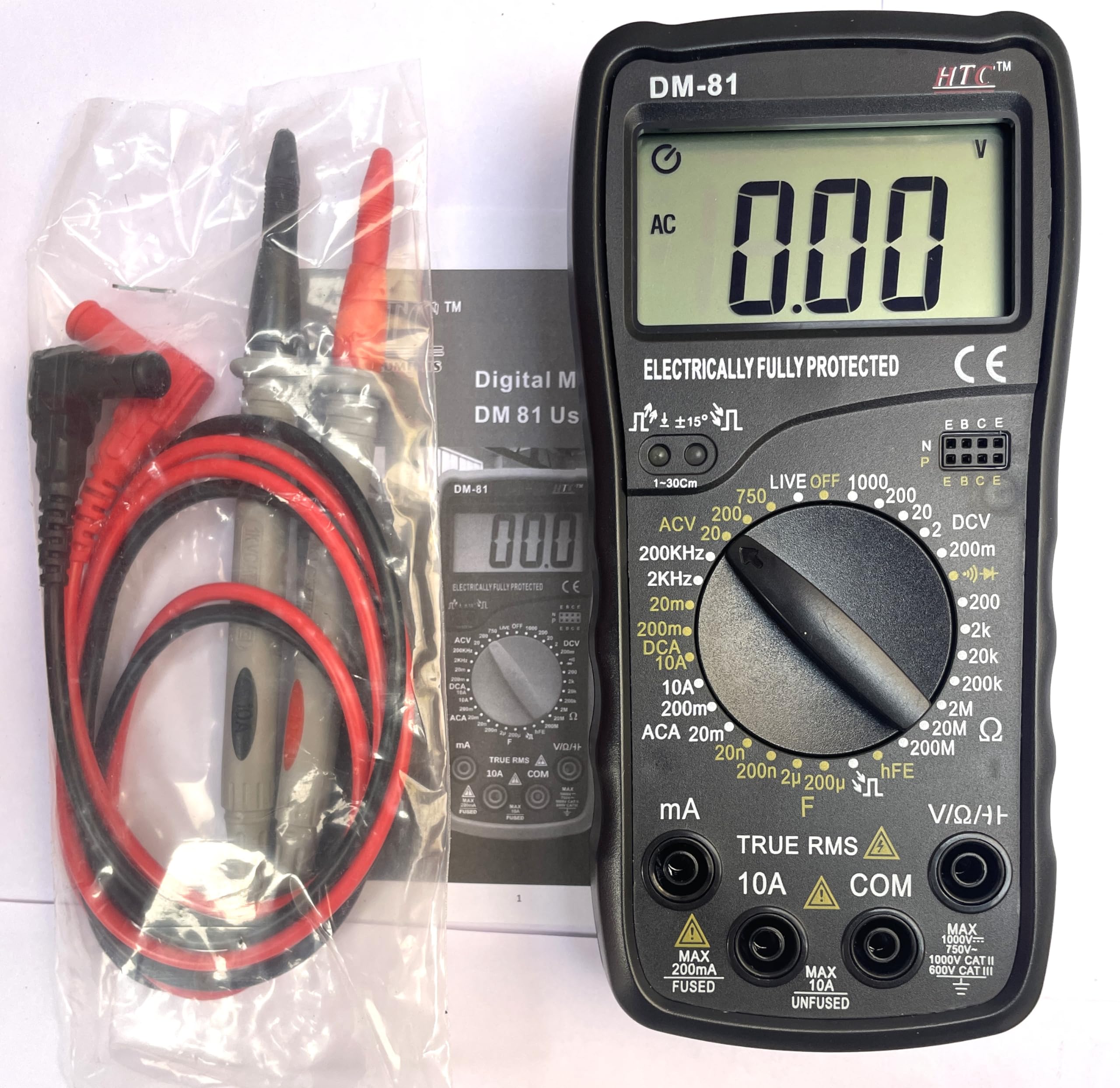 HTC-DM-81 AC Voltage 0 to 750V Range, AC/DC voltage, AC/DC current, Digital Multimeter (Black 4000 Counts) (B0CTKRBZHY) Amazon Price History, Amazon Price Tracker