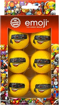 emoji Unisex Adult 6 Pack Bandit Novelty Fun Golf Balls - Multicoloured, N/Hand