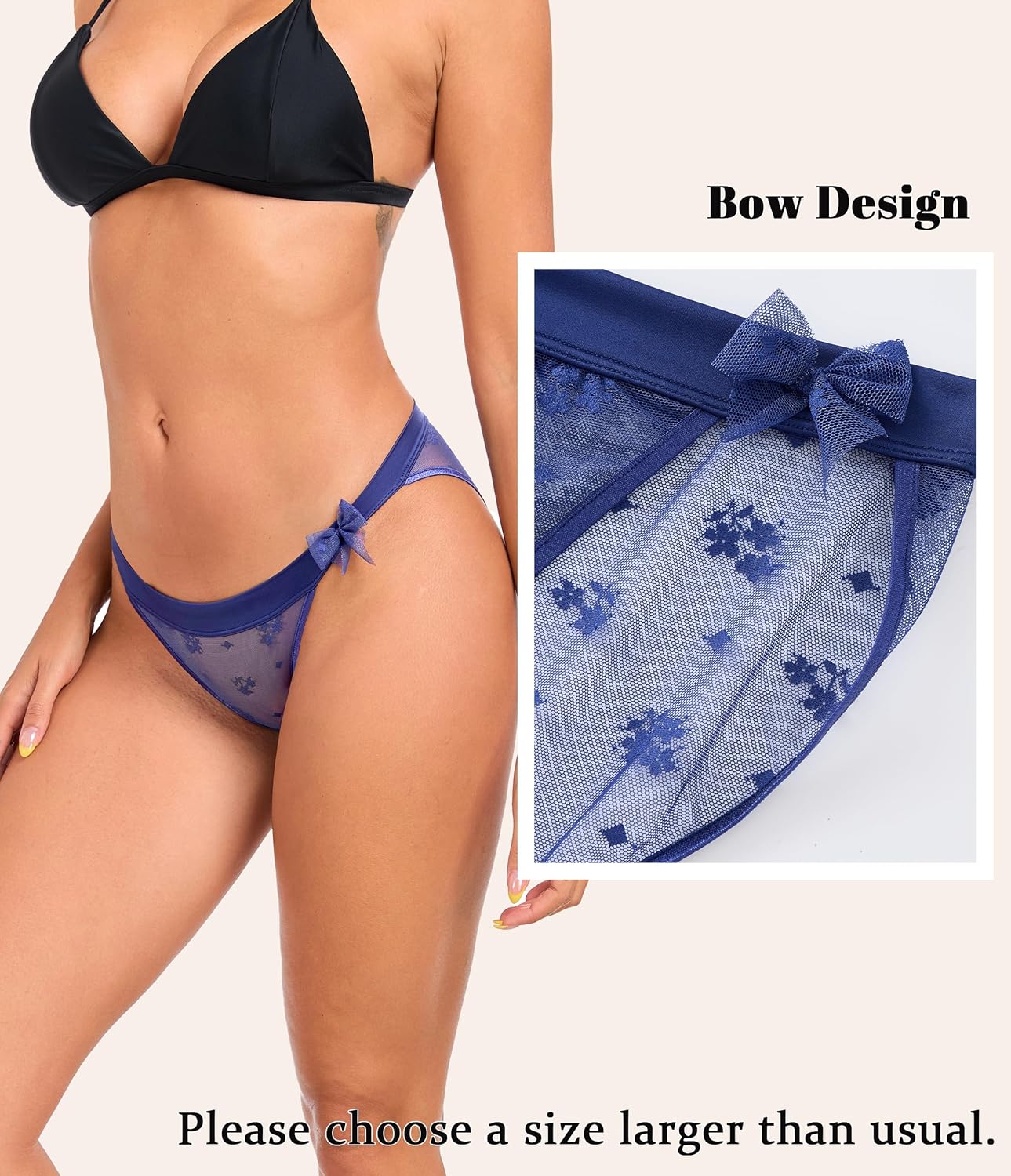 ANLIQI Womens Sexy Underwear Mesh See Through Bikini Panties Pack Hi Cut Briefs Sheer Lace String Lingerie Hipster for Lady - Image 7