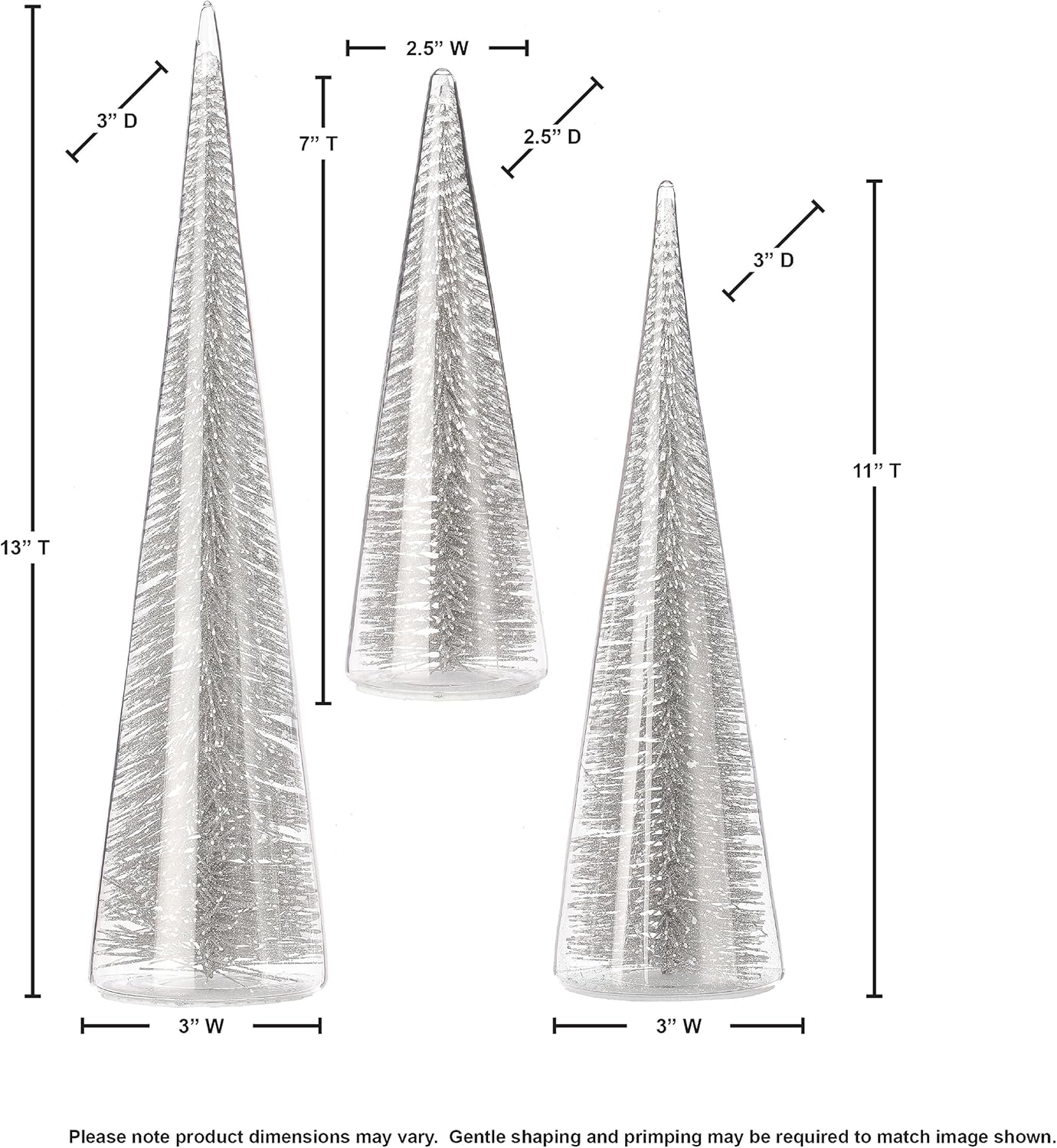 Regency International Bristle in Glass Tree, Set of 3 (Gold)