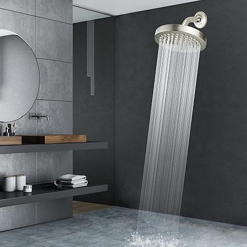 Miniatura 7 de Voolan Brazo de ducha con brida y cinta de teflón, brazo de extensión para cabezal de ducha fijo de baño, acero inoxidable sólido, montado en la