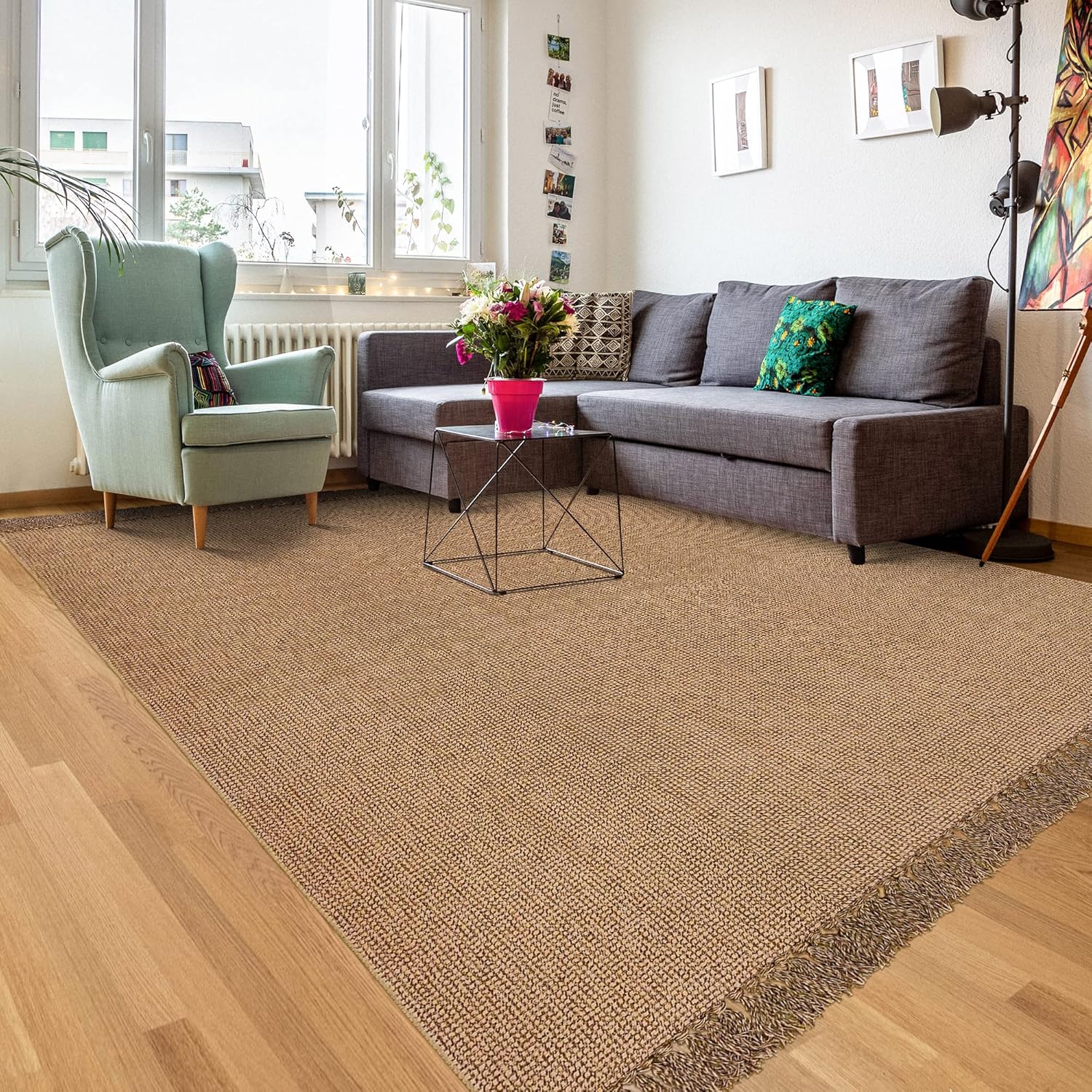 Washable Cotton Rug 5x8 Braided Runner Rug with Tassels Rug