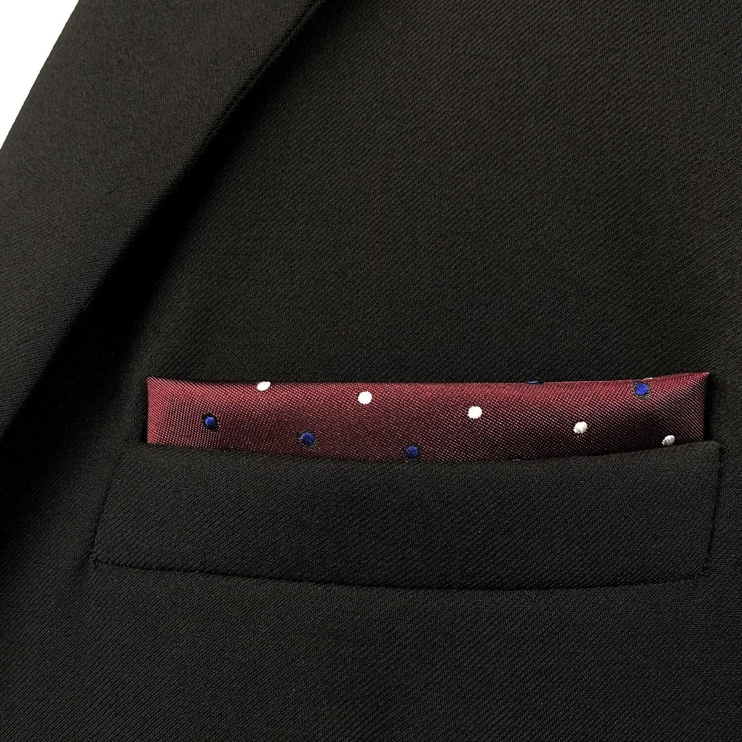 S&W SHLAX&WING Pocket Squares for Men Burgundy Maroon with Dots Wedding