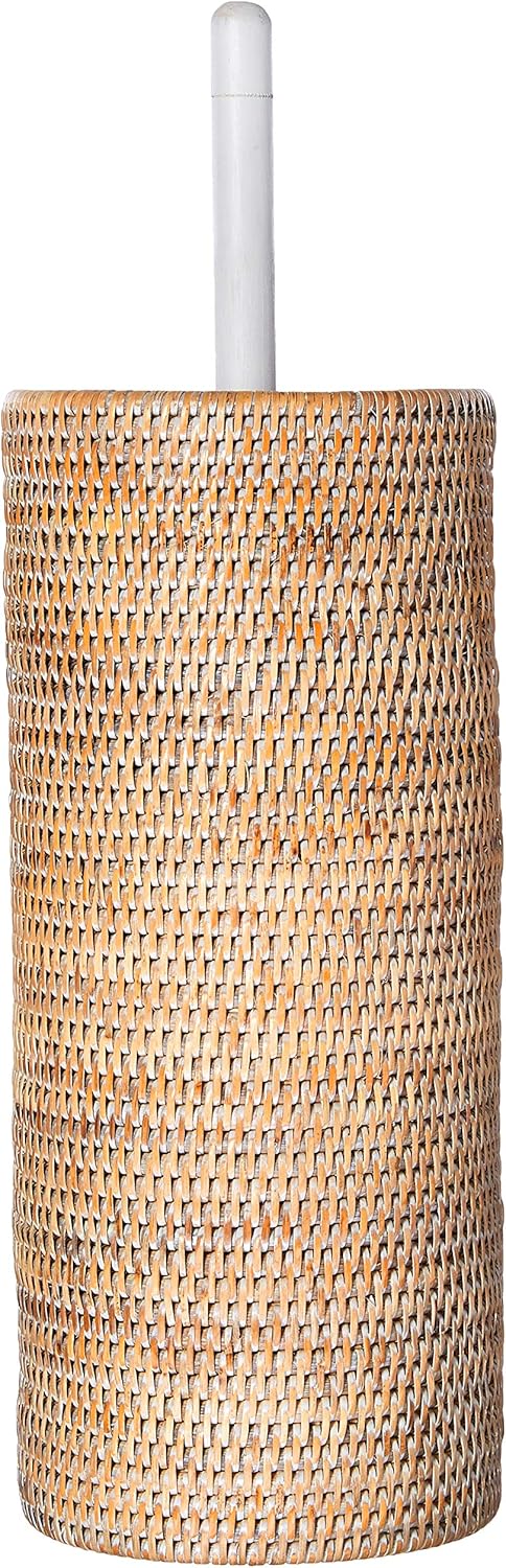 KOUBOO 1030058 La Jolla Hand Woven Rattan Toilet Roll Stand Pendant Lamp, White Wash : Home & Kitchen