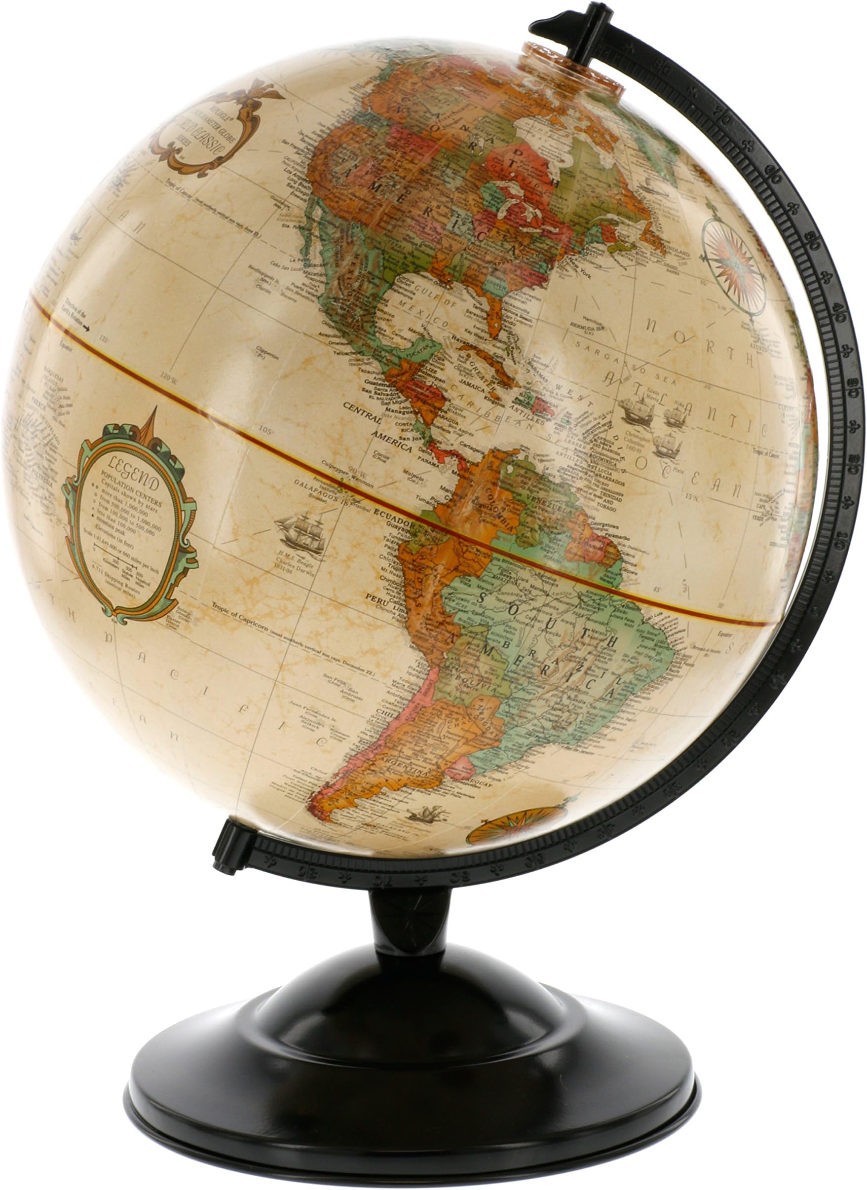 Replogle Globe With Antique Shading - Raised Relief Topographical Political Globe - 2018 Country Lines (12" Diameter)