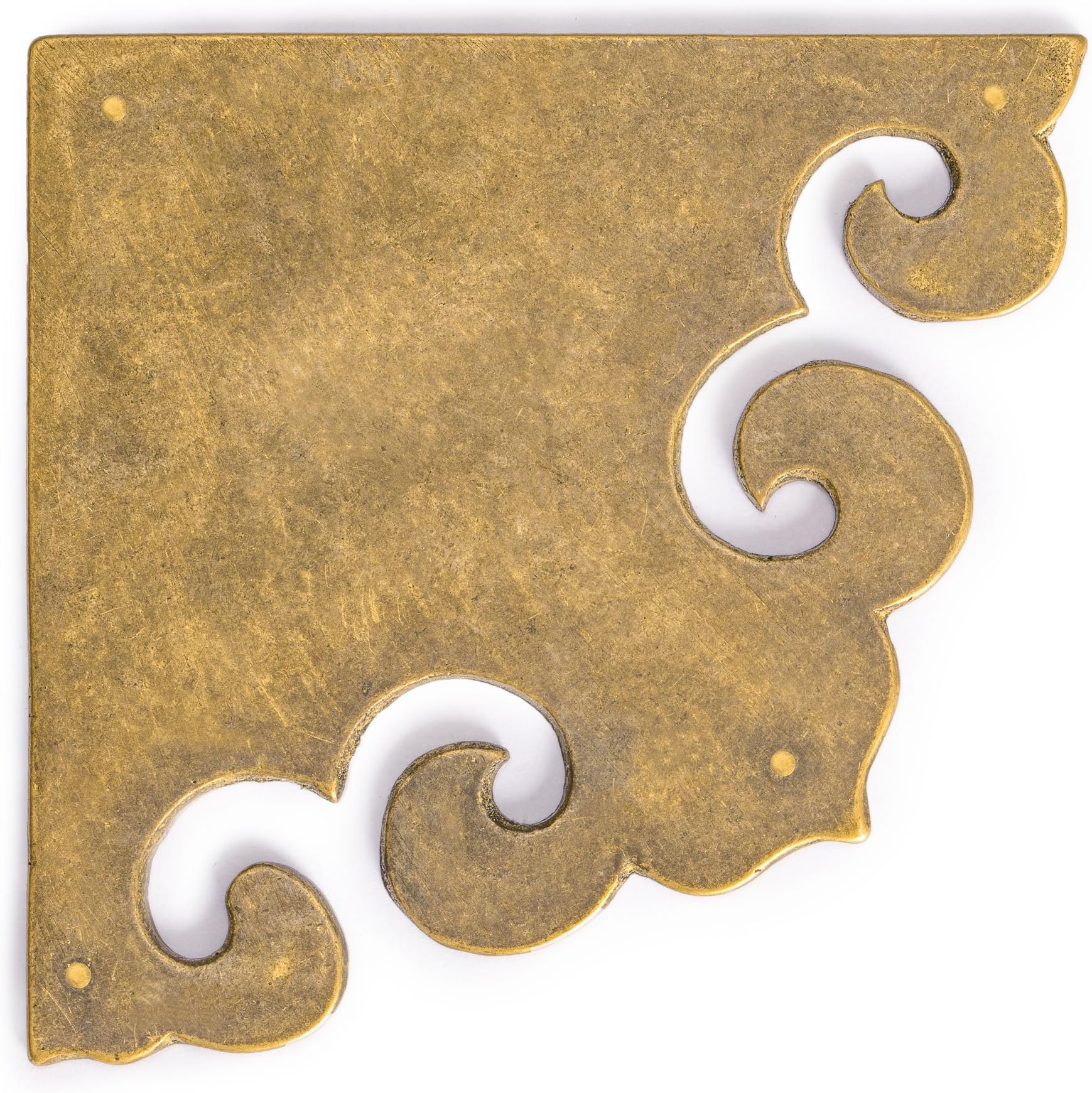 Brass Curled Box Corner Plate – Set of 2, 3.3", by Hardware Philosophy