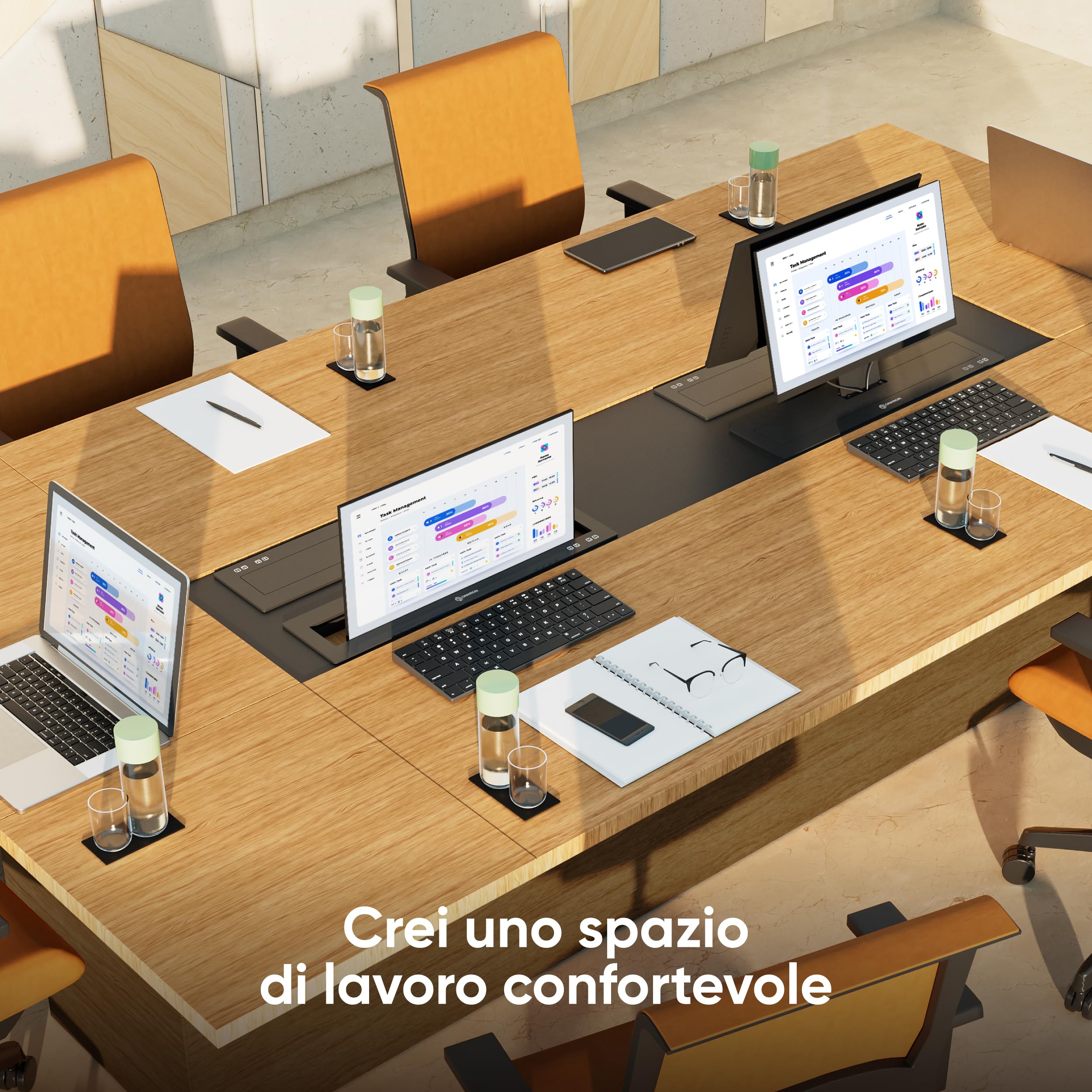 ONKRON Rialzo Motorizzato per Monitor fino a 27 Pollici, Carico fino a 15 kg, Solleva Monitor Elettrico da Incasso per Scrivania, Supporto per Schermo Regolabile, NWS-SC27, Nero