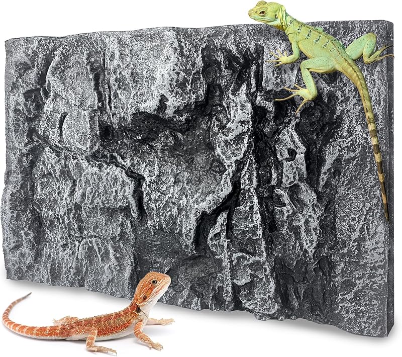 Fundo 3D de Rocha para Aquário e Terrário Sysmashing, Painel Decorativo em PU Cinza, PSADB004, 44,96 x 29,97 x 3,51 cm