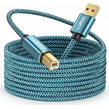 6ft USB Printer Cable, Nylon Braided USB 2.0 Type A to B Male Cord with Gold-Plated Connectors, High Speed Data Transfer Scanner Wire for HP, Canon, Epson, Brother, Midi Keyboard & DAC Blue