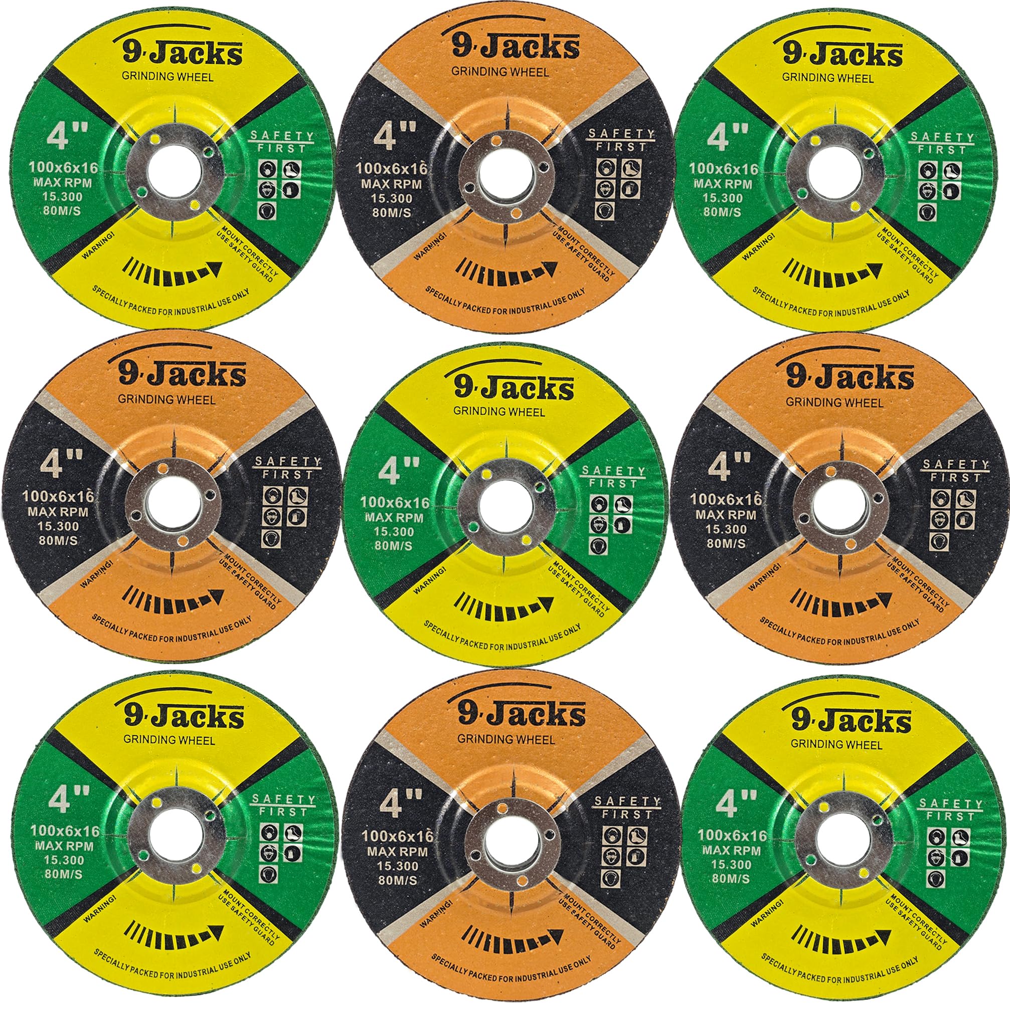 9pc 4" Industrial Metal Grinding Wheel Heavy Duty Abrasive Disc for Stainless Steel & Alloy Durable Design with High Performance